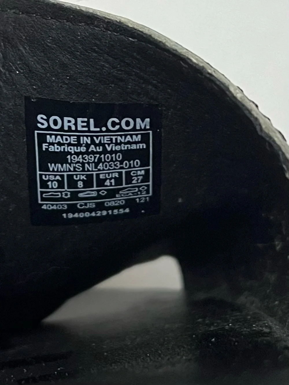 Sorel Ella II Block Slide in Black/Ivory Snake Print Leather - Size 10